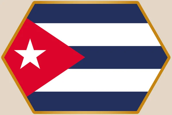 Hexágono alargado con la bandera de Cuba — Archivo Imágenes Vectoriales