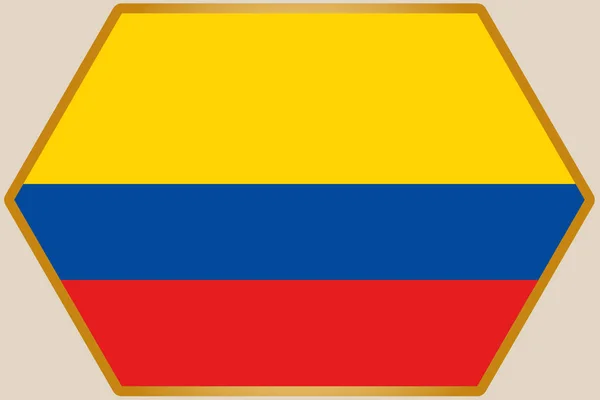 Hexágono Alongado com Bandeira da Colômbia — Vetor de Stock