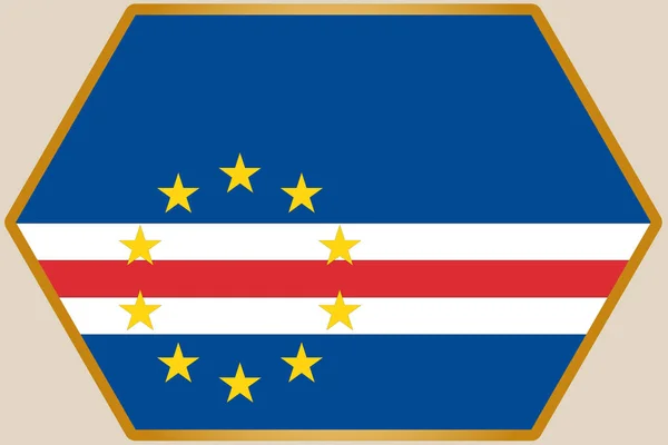 Hexágono alargado con la bandera de Cabo Verde — Vector de stock