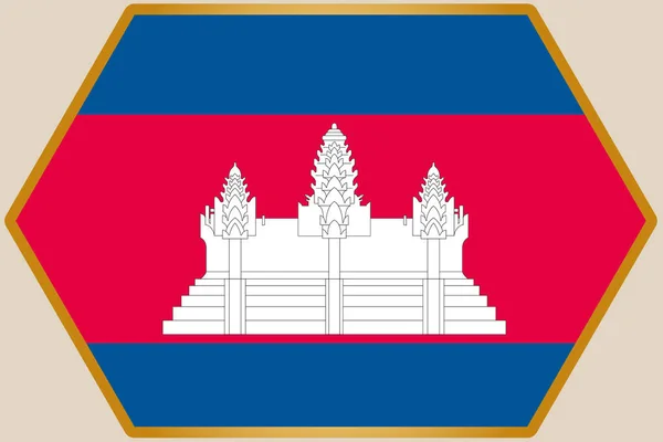 Hexagone allongé avec le drapeau du Cambodge — Image vectorielle