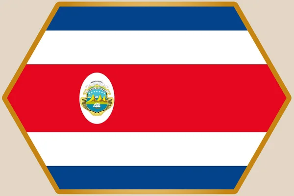 Hexágono alargado con la bandera de Costa Rica — Vector de stock