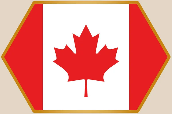 Hexagone allongé avec le drapeau du Canada — Image vectorielle