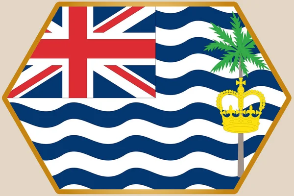 Удлиненный шестиугольник с флагом Британского Территория Индийского океана — стоковый вектор