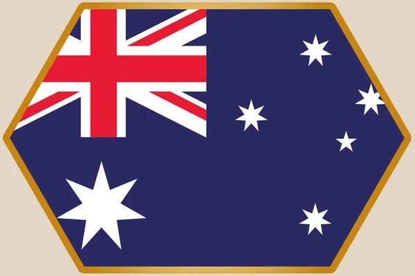 Hexágono alongado com a bandeira da Austrália — Vetor de Stock