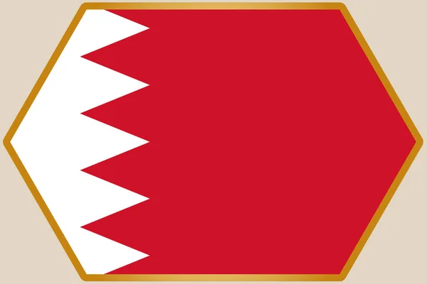 Hexagone allongé avec le drapeau de Bahreïn — Image vectorielle