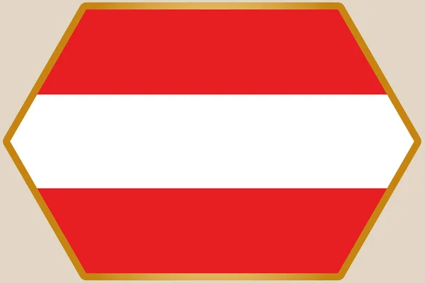 Långsträckt Hexagon med Österrikes flagga — Stock vektor