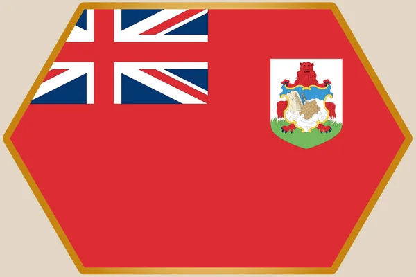 Hexágono alargado con la bandera de las Bermudas — Vector de stock
