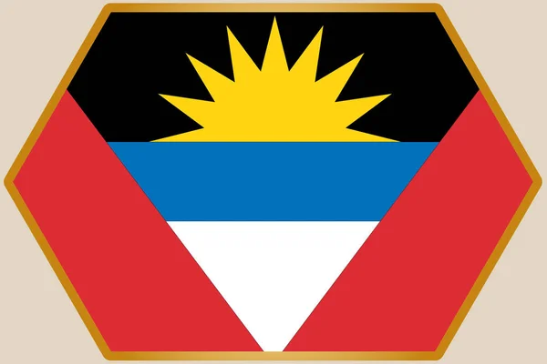 Hexágono Alongado com Bandeira de Antígua e Barbuda —  Vetores de Stock