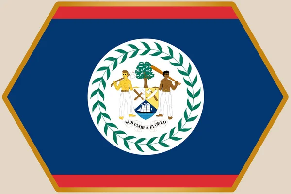 Hexagone allongé avec le drapeau de Belize — Image vectorielle