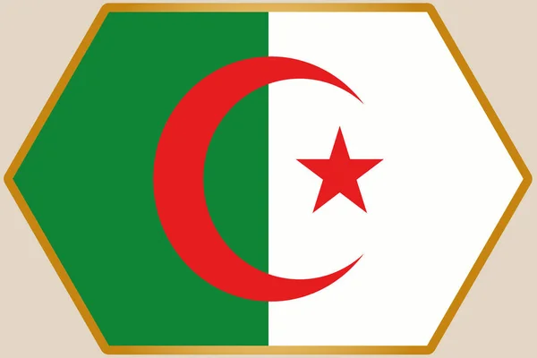 Hexagone allongé avec le drapeau de l'Algérie — Image vectorielle