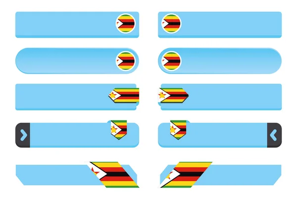 Knapp uppsättning med landets flagga Zimbabwe — Stock vektor