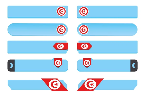 Juego de botones con la bandera del país de Túnez — Archivo Imágenes Vectoriales