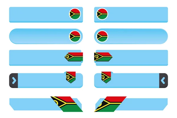 Tlačítko nastavené s vlajkou země Vanuatu — Stockový vektor