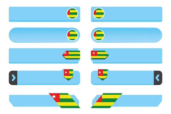 Juego de botones con la bandera del país de Togo — Vector de stock