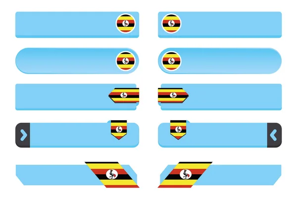 Juego de botones con la bandera del país de Uganda — Vector de stock