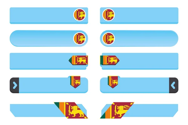 Sri Lanka Ülke Bayrağı ile Düğme Seti — Stok Vektör