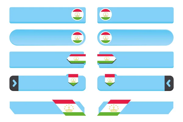 Набор кнопок со страновым флагом Таджикистана — стоковый вектор