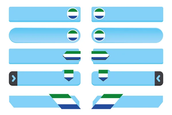 Sierra Leone Ülke Bayrağı ile Düğme Seti — Stok Vektör