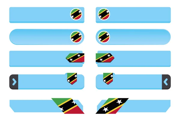 Saint Kitts ve Nevis Ülke Bayrağı ile Düğme Seti — Stok Vektör