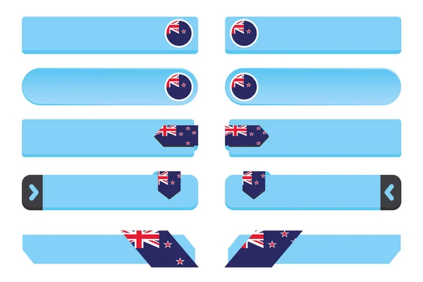 Набор кнопок с флагом Новой Зеландии — стоковый вектор