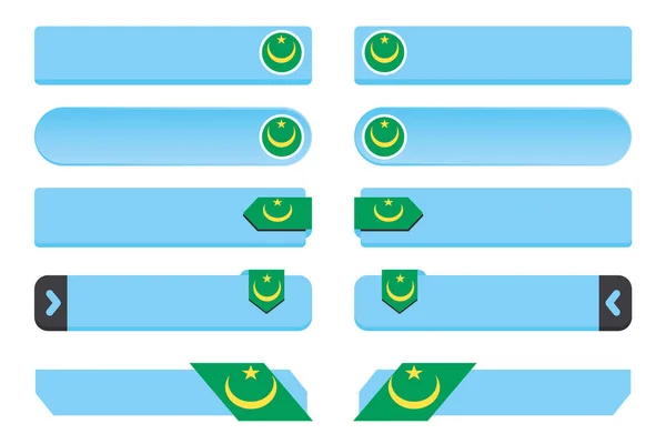 Набор кнопок с флагом Мавритании — стоковый вектор