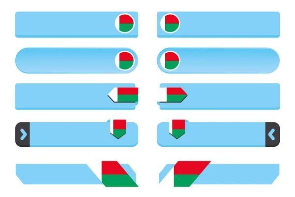 Madagaskar Ülke Bayrağı ile Düğme Seti — Stok Vektör