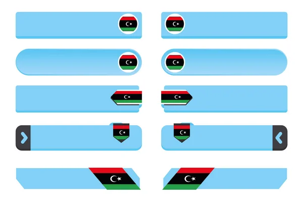 Набор кнопок с флагом Ливии — стоковый вектор