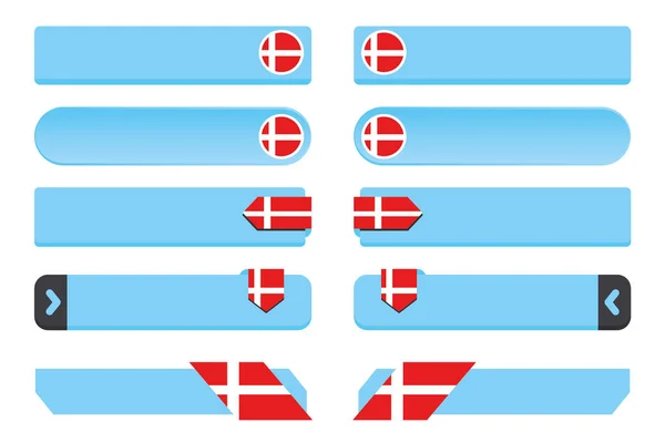 Danimarka Ülke Bayrağı ile Düğme Seti — Stok Vektör