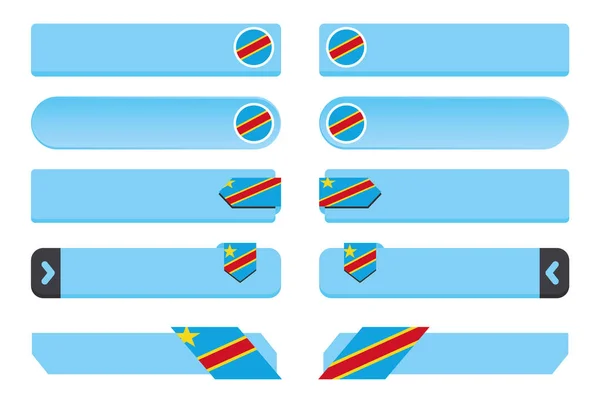 Botón con la bandera del país de la República Democrática de Cong — Vector de stock