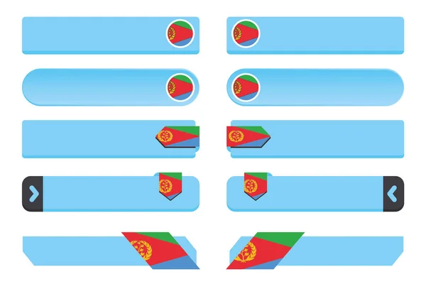 Juego de botones con la bandera del país de Eritrea — Vector de stock