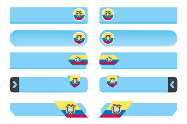 Pulsante con la Bandiera del Paese dell'Ecuador — Vettoriale Stock