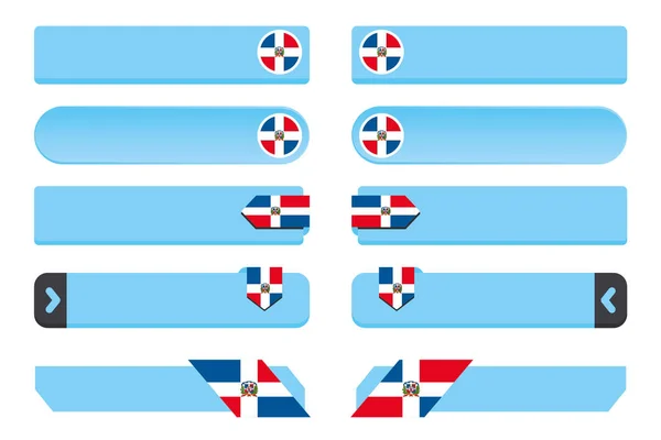 Набор кнопок с флагом Доминиканской Республики — стоковый вектор