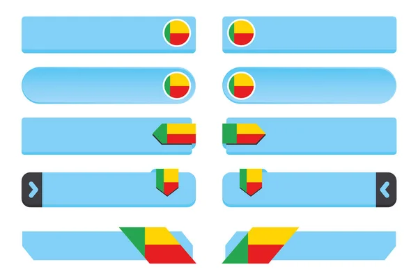 Pulsante con la Bandiera del Benin — Vettoriale Stock