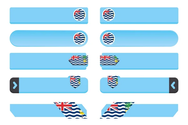 Juego de botones con la bandera del país del Territ británico del Océano Índico — Vector de stock