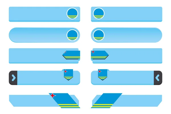 Aruba Ülke Bayrağı ile Düğme Seti — Stok Vektör