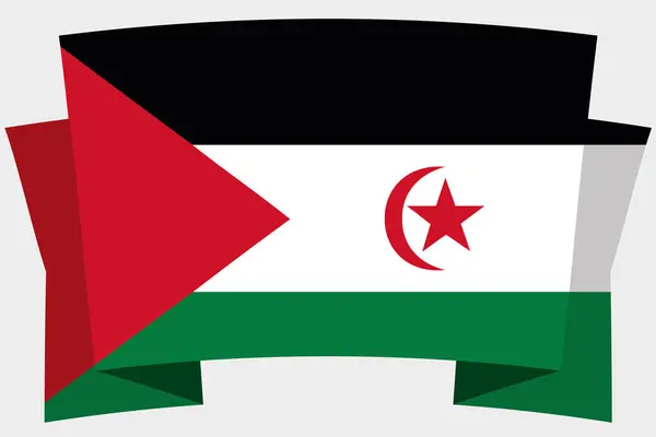 Bandera 3D con la Bandera del Sáhara Occidental — Vector de stock
