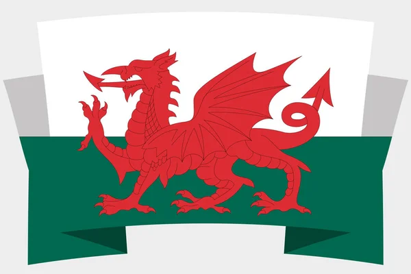 3D banner met het land vlag van Wales — Stockvector