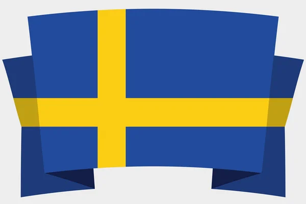 3D-banner med Sveriges lands flagga — Stock vektor