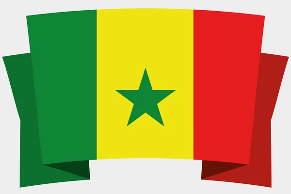 Bandera 3D con la Bandera de Senegal — Vector de stock