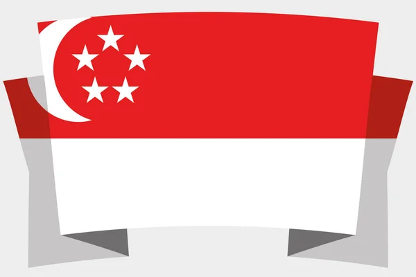 Banner 3D dengan Bendera Negara Singapura - Stok Vektor