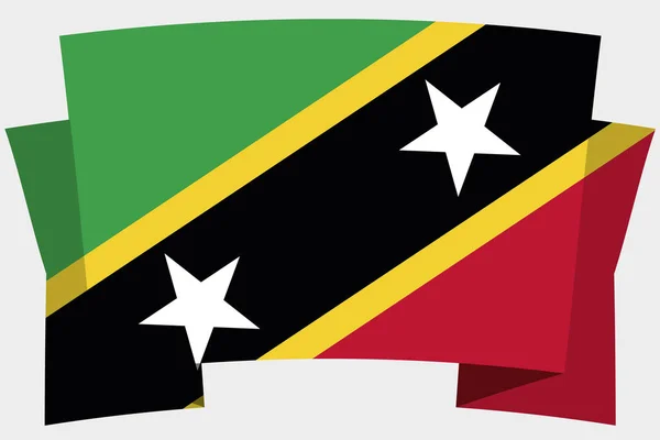 Bannière 3D avec le drapeau du pays de Saint-Kitts-et-Nevis — Image vectorielle