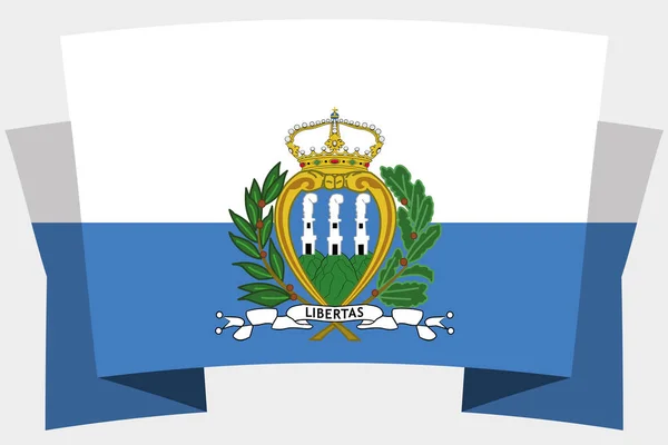 Bandera 3D con la Bandera de San Marino — Vector de stock