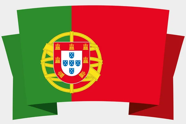 3D-banner med landets flagga i Portugal — Stock vektor