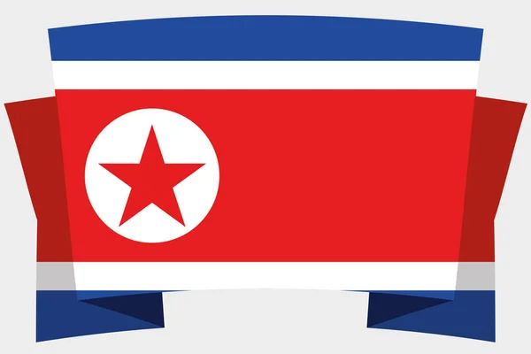 3D-banner med landets flagga Nord Korea — Stock vektor