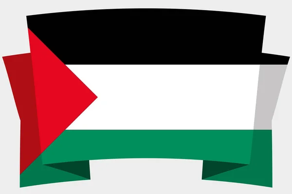 Bandera 3D con la Bandera de Palestina — Vector de stock