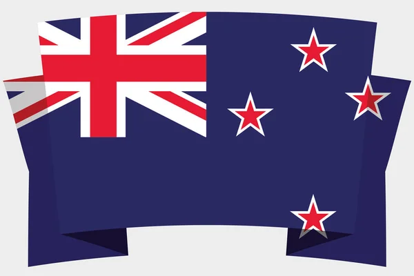 Banner 3D z flagą kraju Nowej Zelandii — Wektor stockowy