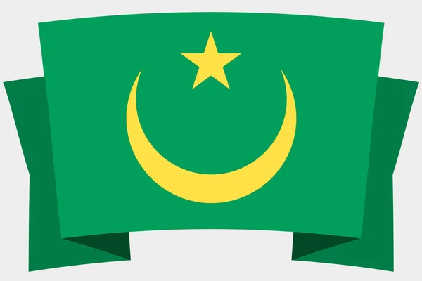 Bandera 3D con la Bandera de Mauritania — Vector de stock