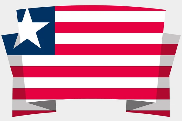 Bandera 3D con la Bandera de Liberia — Vector de stock