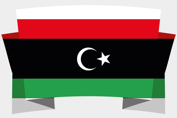 リビアの国旗を持つ3dバナー — ストックベクタ