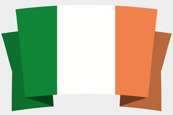 Bandiera 3D con la Bandiera Nazionale d'Irlanda — Vettoriale Stock